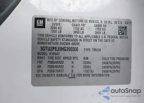 2017 GMC Sierra 1500 Denali from USA, damaged, VIN 3GTU2PEJ9HG395566